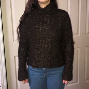 Eileen Fisher brown funnel neck sweater mohair M
